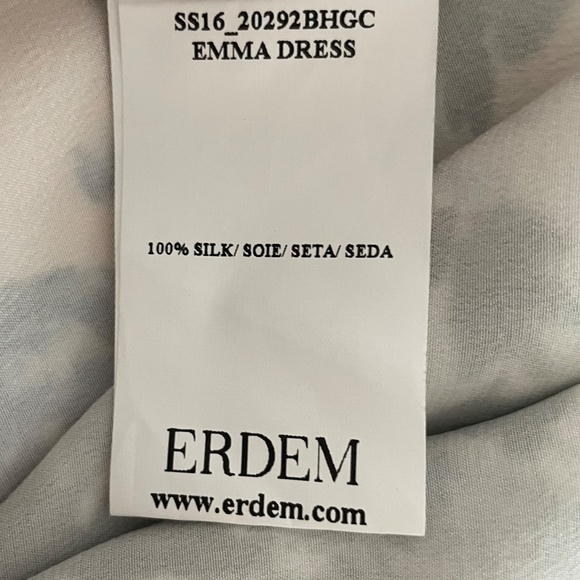 ERDEM Emma Blue & White Floral Silk Shift Dress Size 2 XS EUC - Picture 5 of 6
